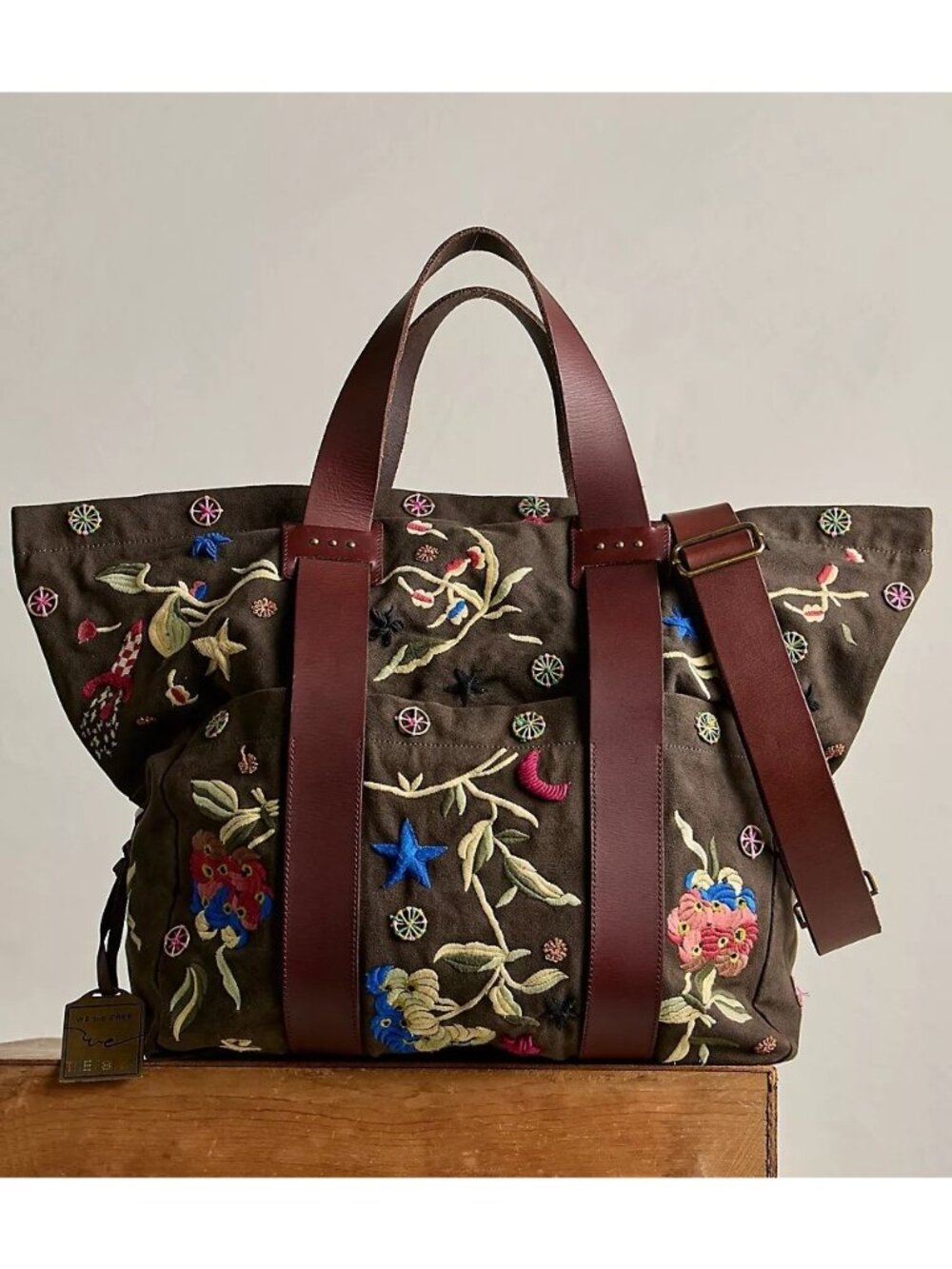 Free People We The Free X The Falls Long Weekend Bag Embroidered Boho Chic Retro